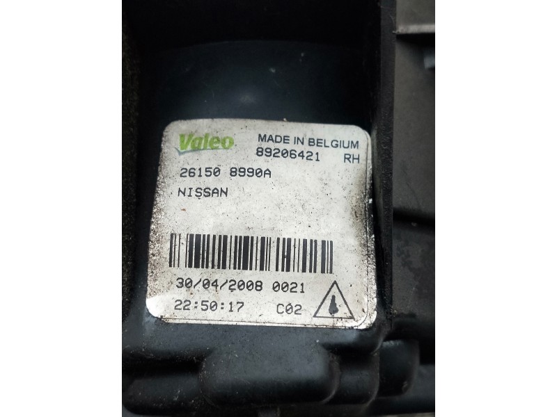 Recambio de faro antiniebla derecho para nissan qashqai (j10) acenta referencia OEM IAM 89206421 261508990A 
