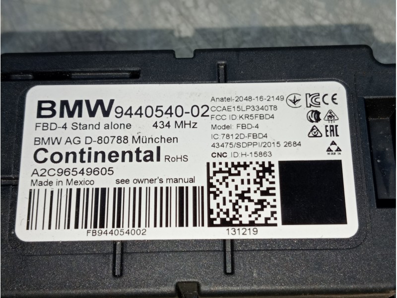 Recambio de modulo electronico para bmw serie x3 (g01) referencia OEM IAM 944054002 A2C96549605 
