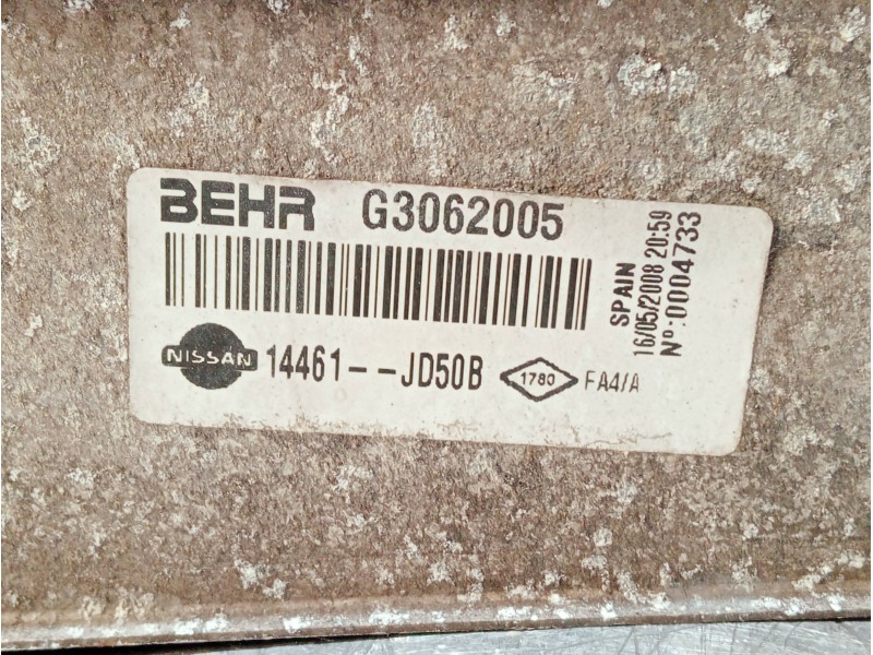 Recambio de intercooler para nissan qashqai (j10) referencia OEM IAM 14461JD50B G3062005 