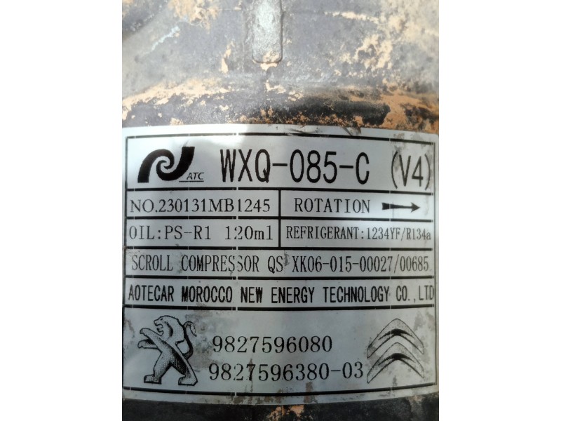Recambio de compresor aire acondicionado para peugeot 208 (p2) referencia OEM IAM 9827596080 982759638003 WXQ085C