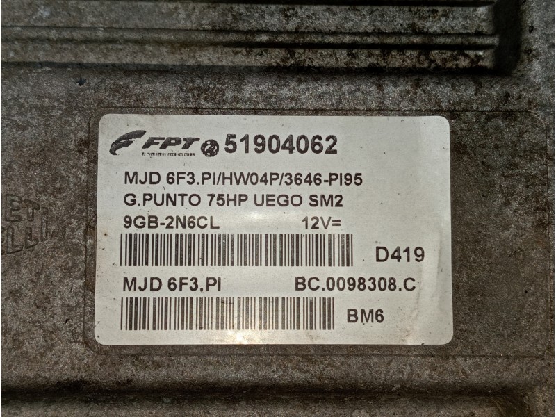 Recambio de centralita motor uce para fiat punto (199) easy referencia OEM IAM 51904062 BC0098308 