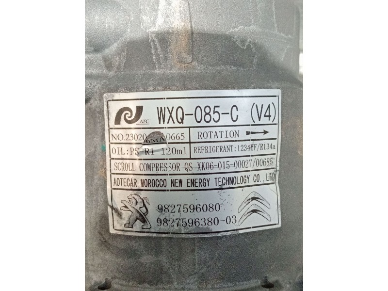 Recambio de compresor aire acondicionado para peugeot 208 (p2) referencia OEM IAM 9827596080 982759638003 WXQ085C