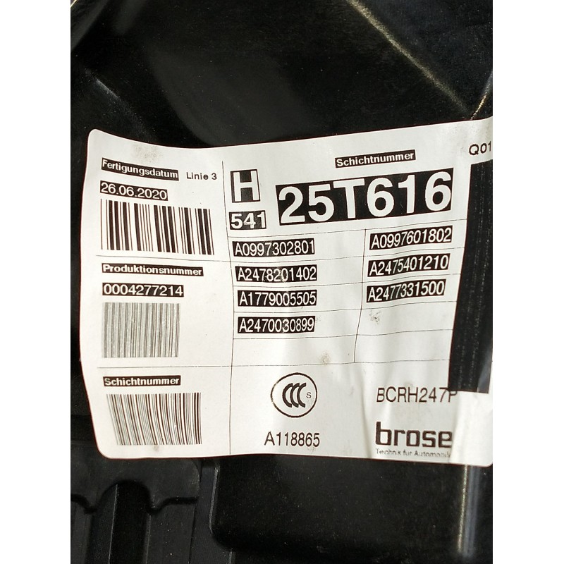 Recambio de elevalunas trasero derecho para mercedes-benz clase gla (bm 247) referencia OEM IAM a0997302801a2478201402a099760180