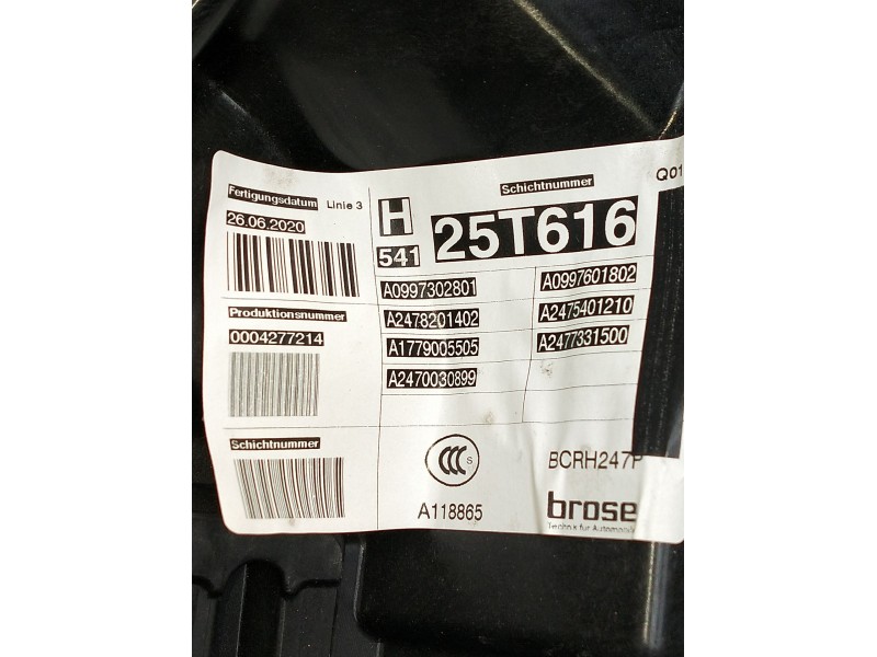 Recambio de elevalunas trasero derecho para mercedes-benz clase gla (bm 247) referencia OEM IAM a0997302801a2478201402a099760180