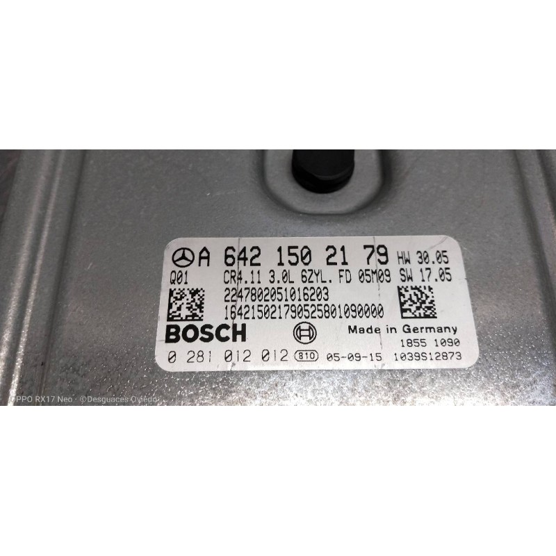 Recambio de centralita motor uce para mercedes-benz clase cls (w219) 320 cdi (219.322) referencia OEM IAM 0281012012 A6421502179