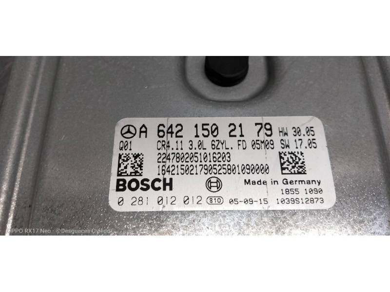 Recambio de centralita motor uce para mercedes-benz clase cls (w219) 320 cdi (219.322) referencia OEM IAM 0281012012 A6421502179