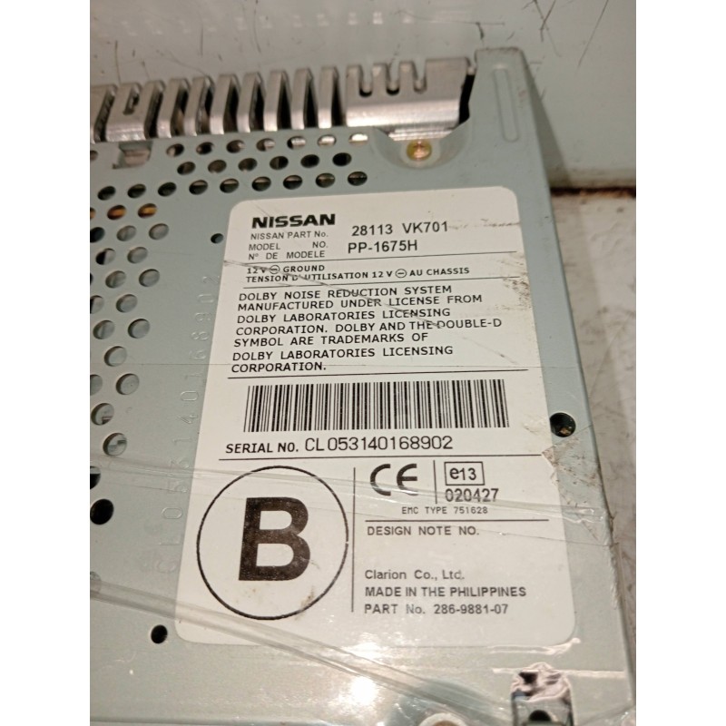 Recambio de sistema audio / radio cd para nissan pick-up (d22) 2.5 16v turbodiesel cat referencia OEM IAM 28113VK701 PP1675H 