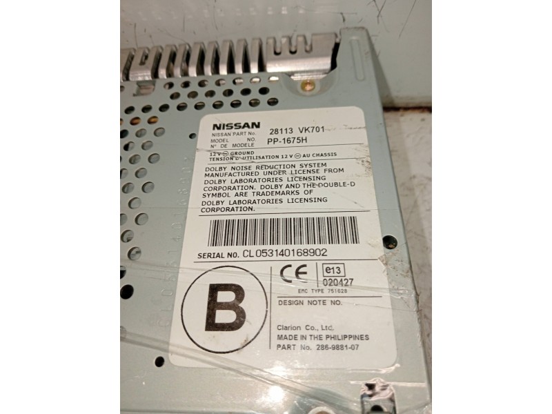 Recambio de sistema audio / radio cd para nissan pick-up (d22) 2.5 16v turbodiesel cat referencia OEM IAM 28113VK701 PP1675H 