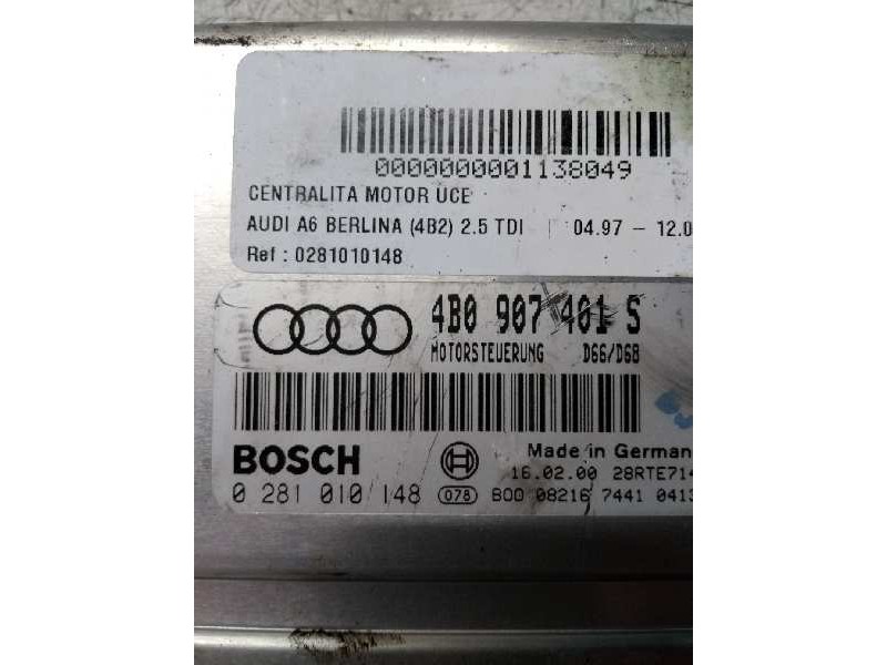 Recambio de centralita motor uce para audi a6 berlina (4b2) 2.5 tdi referencia OEM IAM 0281010148 4B0907401S 28RTE714
