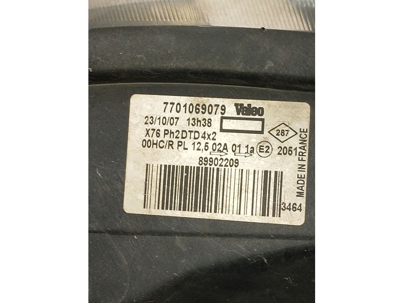 Recambio de faro derecho para nissan kubistar (x76) referencia OEM IAM 7701069079  