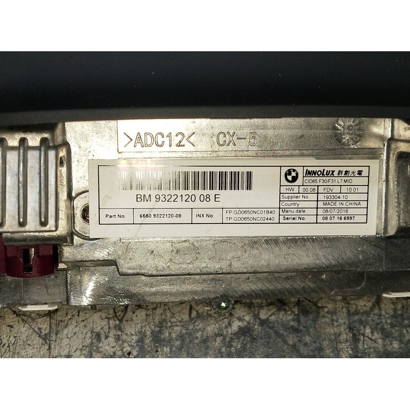 Recambio de pantalla multifuncion para bmw serie 3 lim. (f30) referencia OEM IAM 932212008E  