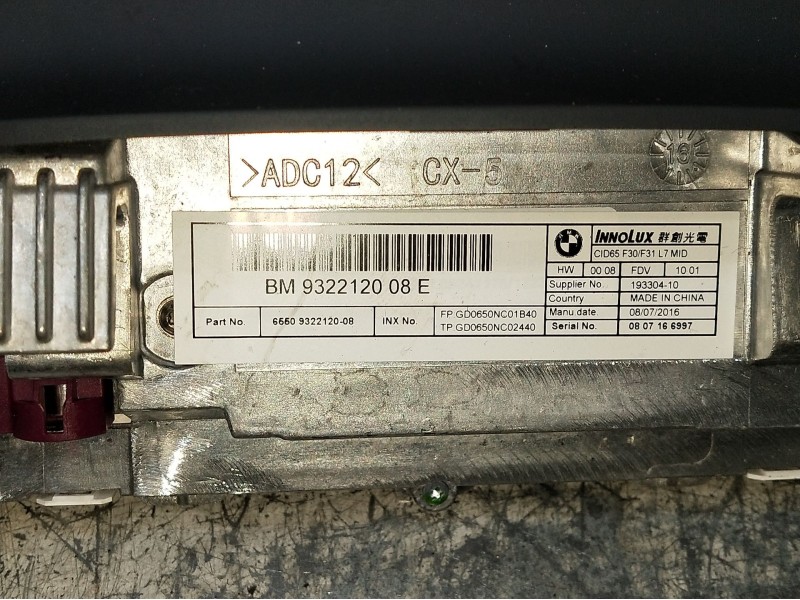 Recambio de pantalla multifuncion para bmw serie 3 lim. (f30) referencia OEM IAM 932212008E  