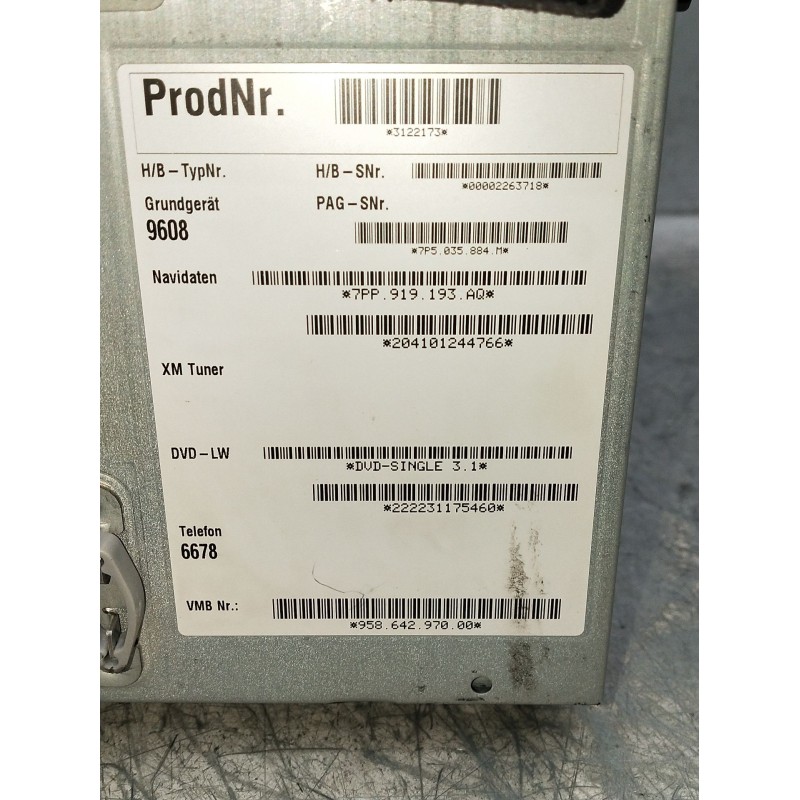 Recambio de sistema audio / radio cd para porsche cayenne (92a) 4.8 s referencia OEM IAM 7pp919193aq204101244766  