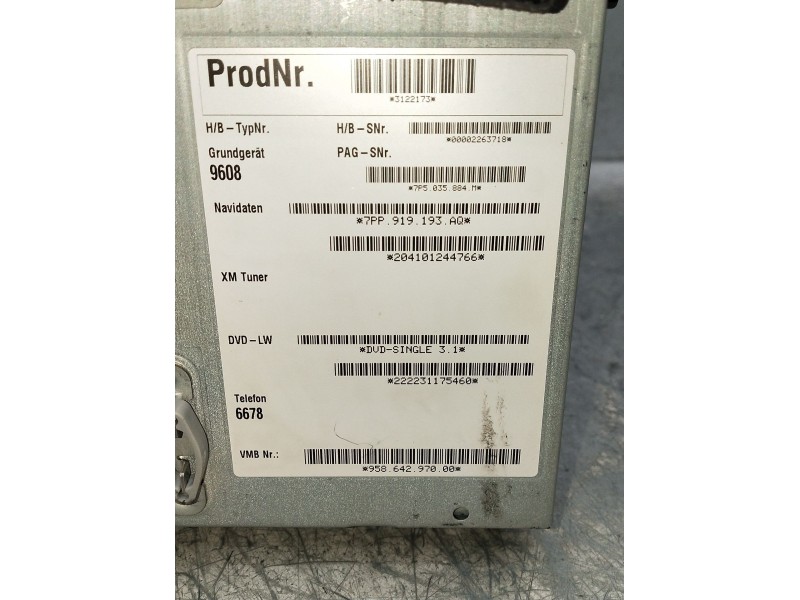 Recambio de sistema audio / radio cd para porsche cayenne (92a) 4.8 s referencia OEM IAM 7pp919193aq204101244766  