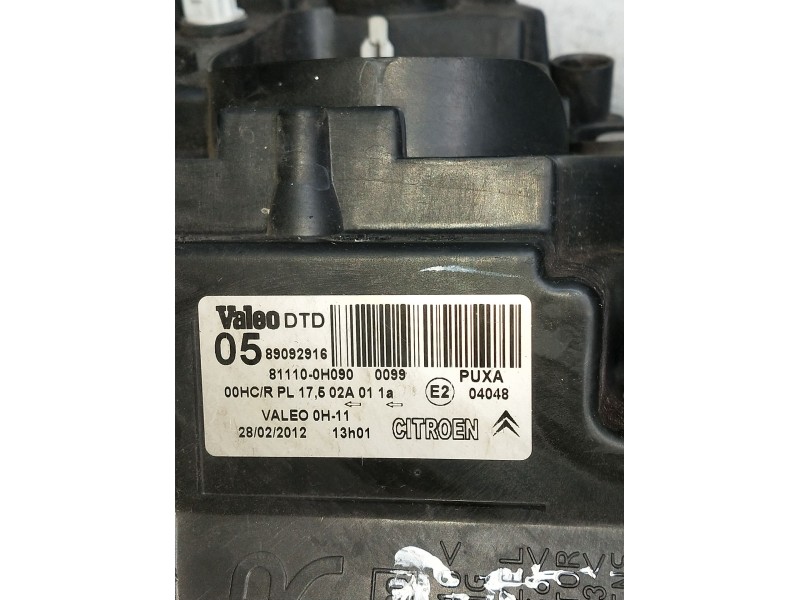 Recambio de faro derecho para citroën c1 seduction referencia OEM IAM 89092916  