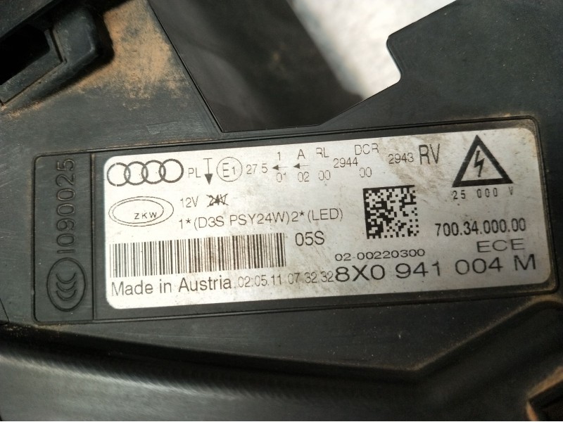 Recambio de faro derecho para audi a1 (8x) ambition referencia OEM IAM 8x0941004m 8k0941597c xenon