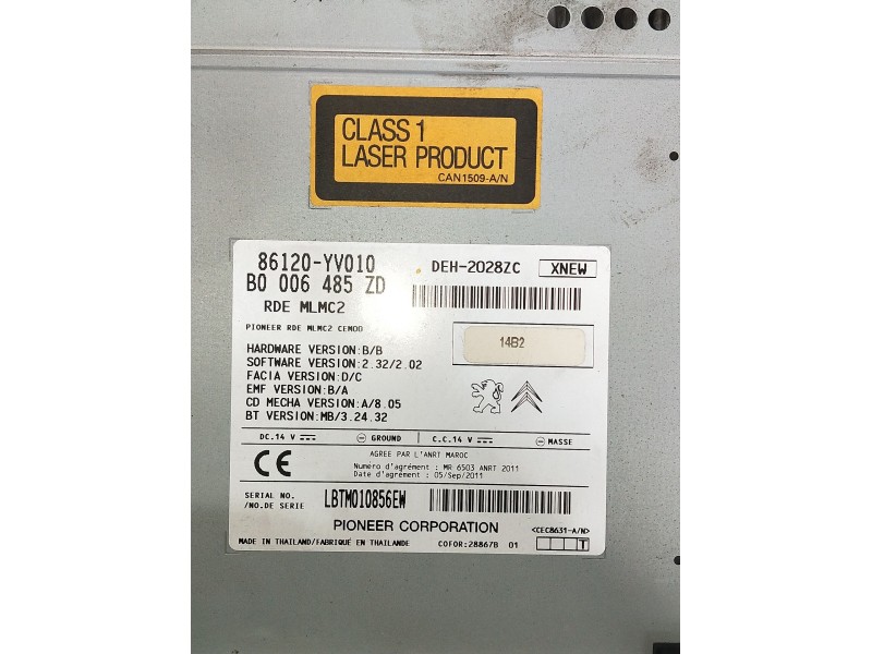 Recambio de sistema audio / radio cd para citroën c1 seduction referencia OEM IAM B00006485ZD  