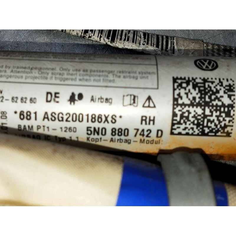 Recambio de airbag cortina delantero derecho para volkswagen tiguan (5n1) advance referencia OEM IAM 5N0880742D  