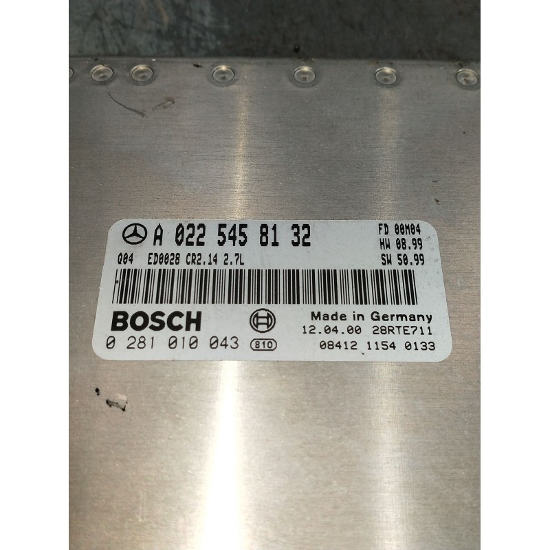 Recambio de centralita motor uce para mercedes-benz clase e (w210) berlina diesel 270 cdi (210.016) referencia OEM IAM a02254581