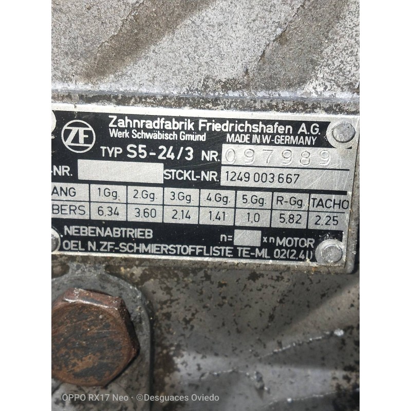 Recambio de caja cambios para renault trafic (desde 5.89) referencia OEM IAM 097989  