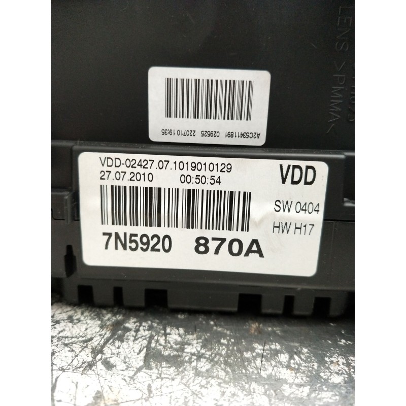 Recambio de cuadro instrumentos para seat alhambra (710, 711) 2.0 tdi referencia OEM IAM 7N5035186 7N5920870A A2C53411891 5k0956