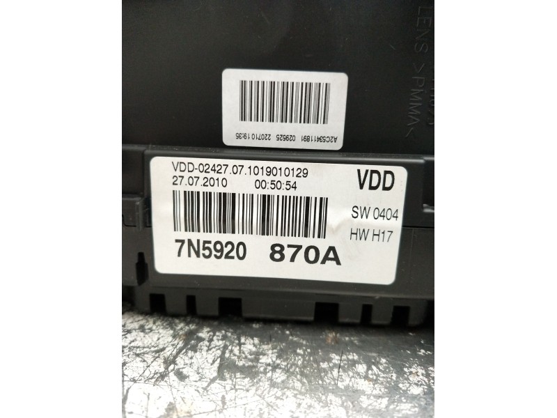 Recambio de cuadro instrumentos para seat alhambra (710, 711) 2.0 tdi referencia OEM IAM 7N5035186 7N5920870A A2C53411891 5k0956