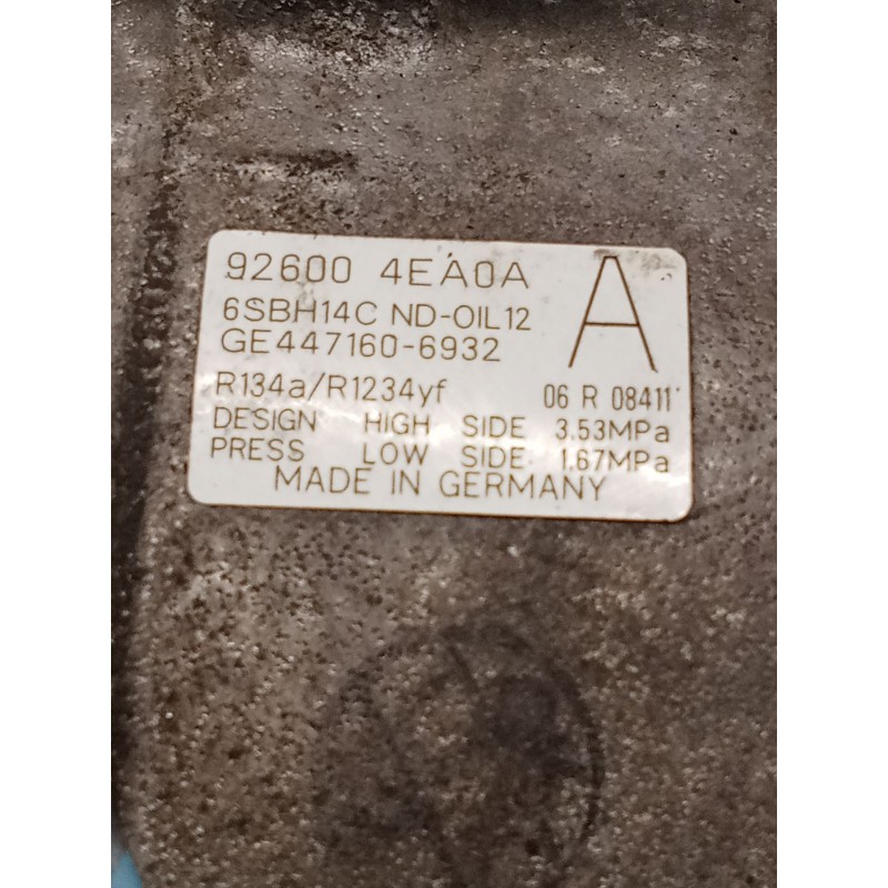 Recambio de compresor aire acondicionado para nissan qashqai ii (j11, j11_) 1.5 dci referencia OEM IAM 926004EADA  