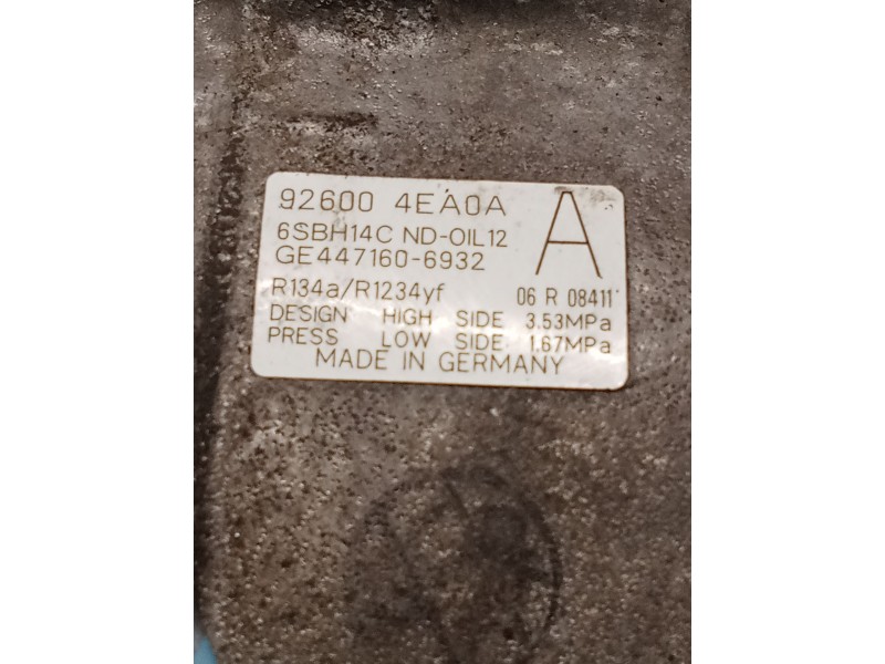 Recambio de compresor aire acondicionado para nissan qashqai ii (j11, j11_) 1.5 dci referencia OEM IAM 926004EADA  