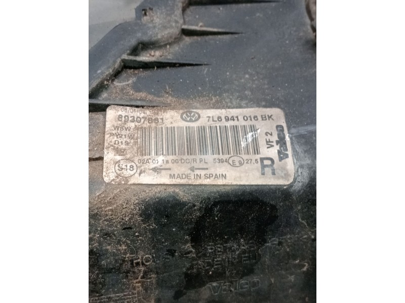 Recambio de faro derecho para volkswagen touareg (7la) tdi r5 referencia OEM IAM 89307861 7l6941016bk  