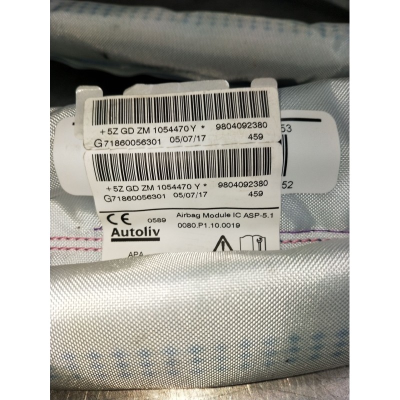 Recambio de airbag cortina delantero izquierdo para peugeot 208 referencia OEM IAM 9804092380  