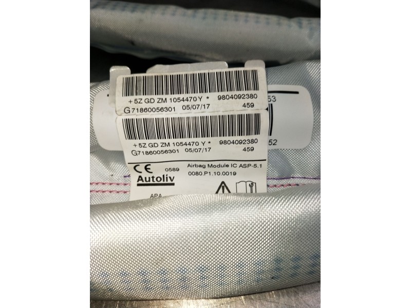Recambio de airbag cortina delantero izquierdo para peugeot 208 referencia OEM IAM 9804092380  