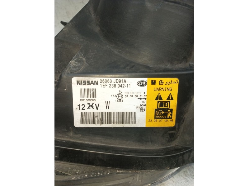 Recambio de faro izquierdo para nissan qashqai (j10) acenta referencia OEM IAM 1EF23804211  