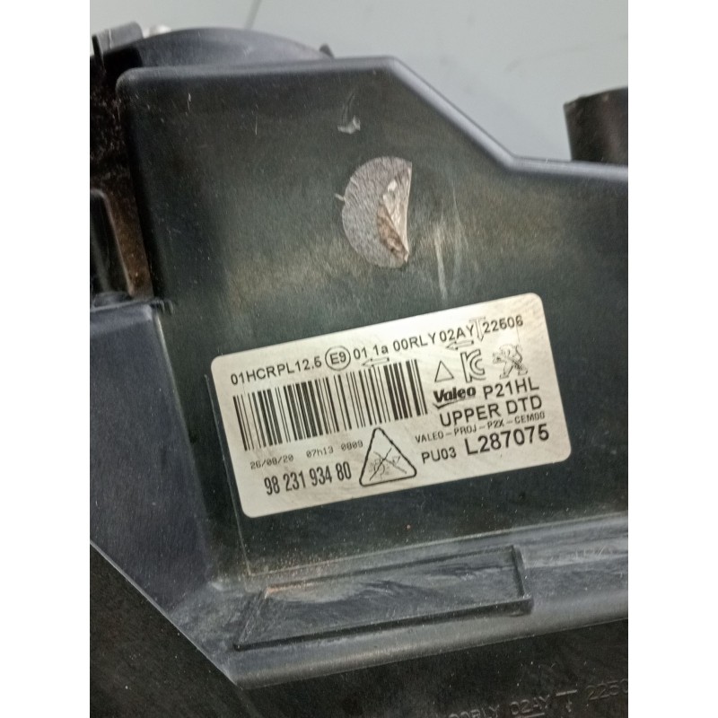 Recambio de faro derecho para peugeot 2008 i van (cu_) bluehdi 100 (cuyhym) referencia OEM IAM 9823193480  