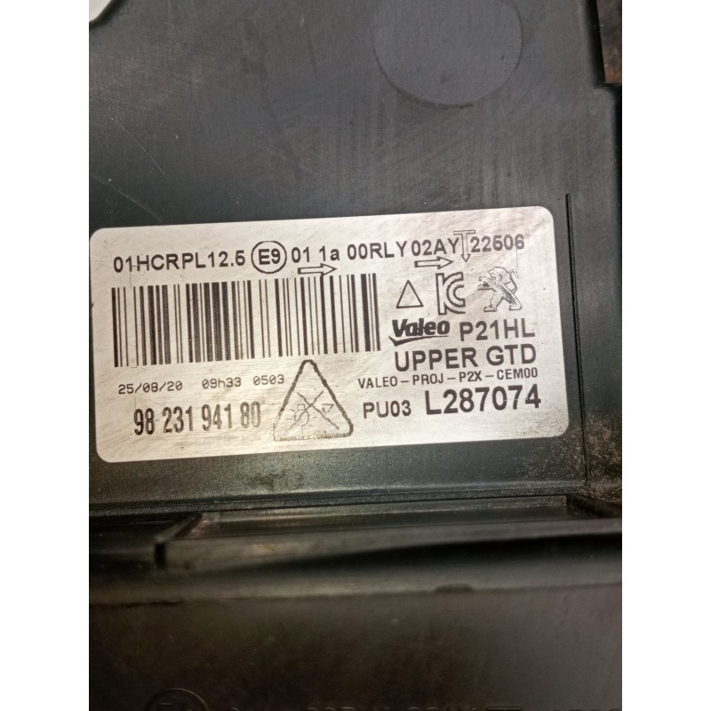 Recambio de faro izquierdo para peugeot 2008 i van (cu_) bluehdi 100 (cuyhym) referencia OEM IAM 9823194180  