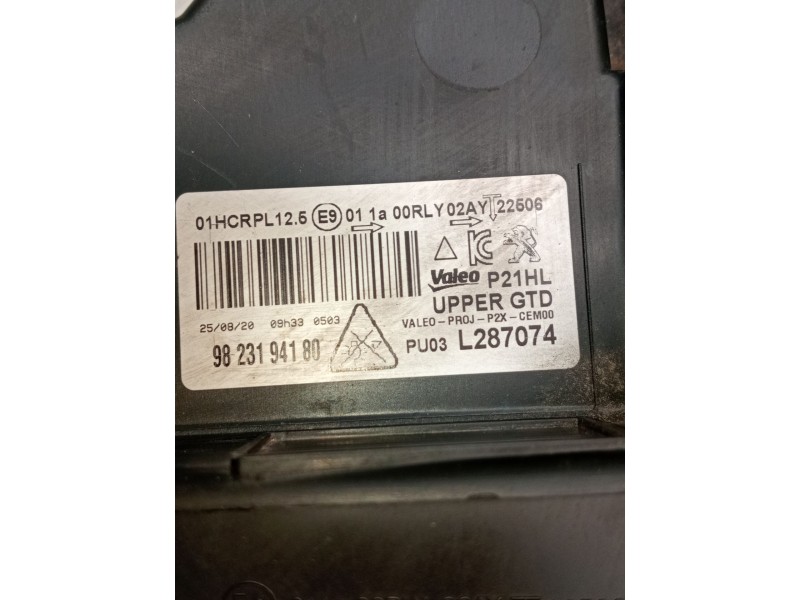 Recambio de faro izquierdo para peugeot 2008 i van (cu_) bluehdi 100 (cuyhym) referencia OEM IAM 9823194180  