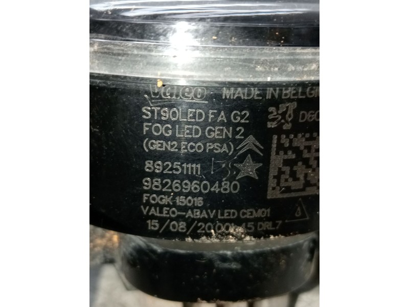 Recambio de faro antiniebla derecho para peugeot 2008 i van (cu_) bluehdi 100 (cuyhym) referencia OEM IAM 9826960480  