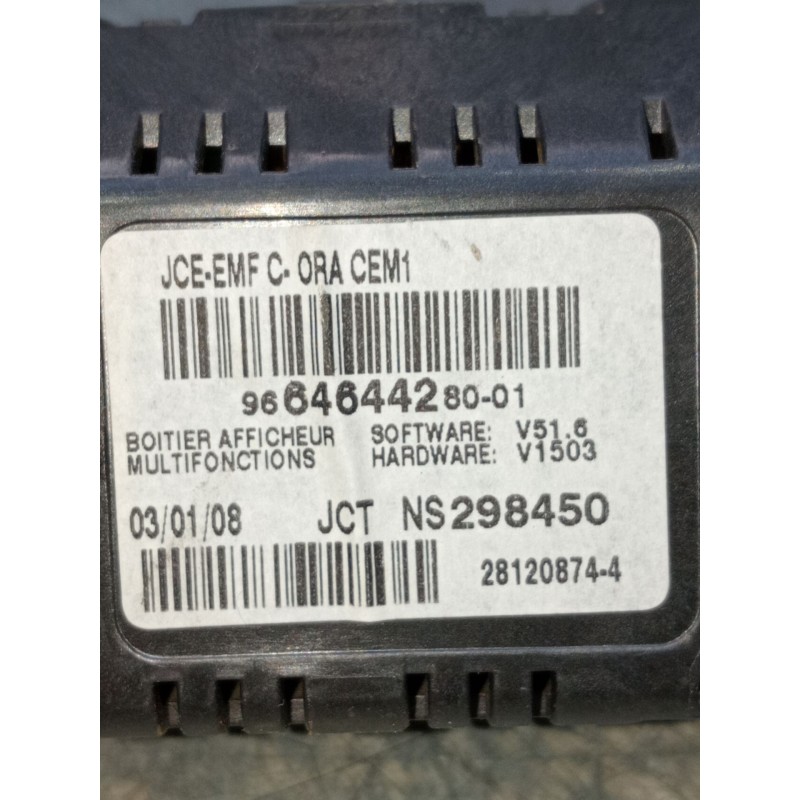 Recambio de pantalla multifuncion para peugeot 308 i (4a_, 4c_) 1.6 hdi referencia OEM IAM 9664644280  