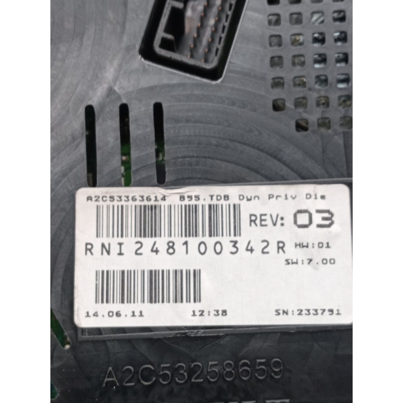 Recambio de cuadro instrumentos para renault megane iii hatchback (bz0/1_, b3_) 1.9 dci (bz0n, bz0j) referencia OEM IAM s2c53363
