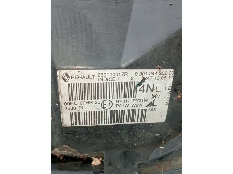 Recambio de faro derecho para renault megane iii hatchback (bz0/1_, b3_) 1.9 dci (bz0n, bz0j) referencia OEM IAM 260100017r 0301