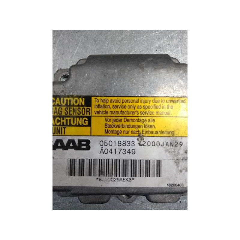 Recambio de centralita airbag para saab 9-3 berlina 2.0 t sek referencia OEM IAM 5018833 A0417349 2000JAN29
