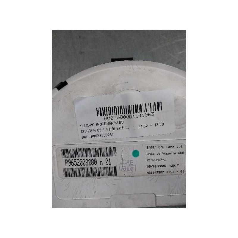Recambio de cuadro instrumentos para citroen c3 1.4 hdi sx plus referencia OEM IAM P9652008280 H01 216755971