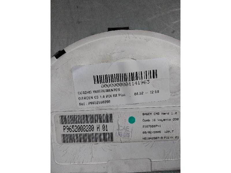 Recambio de cuadro instrumentos para citroen c3 1.4 hdi sx plus referencia OEM IAM P9652008280 H01 216755971