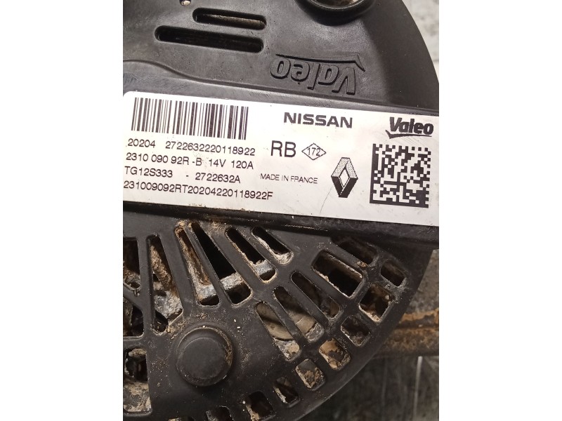 Recambio de alternador para dacia sandero referencia OEM IAM 231009092RB TG12S333 2722632A VALEO