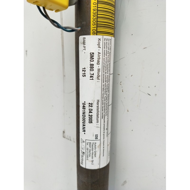 Recambio de airbag cortina delantero izquierdo para volkswagen golf plus v (5m1, 521) 2.0 tdi 16v referencia OEM IAM 5M0880741  