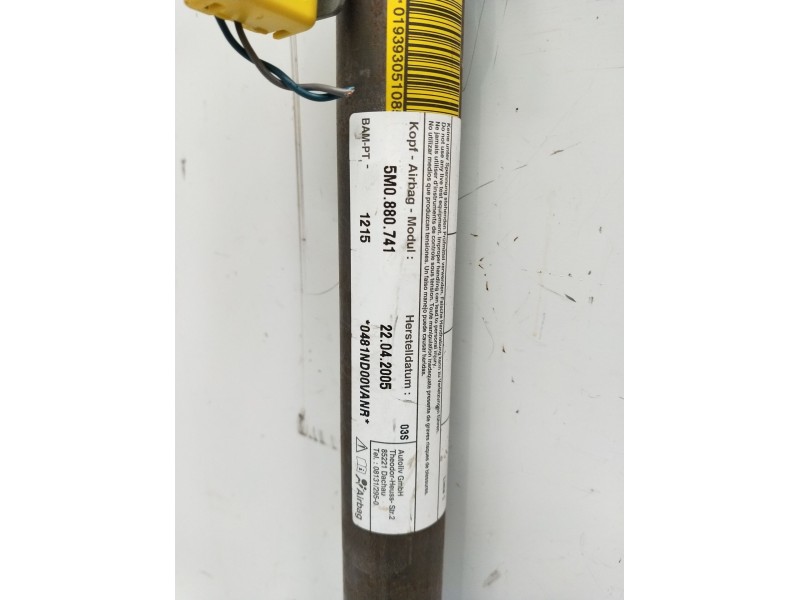 Recambio de airbag cortina delantero izquierdo para volkswagen golf plus v (5m1, 521) 2.0 tdi 16v referencia OEM IAM 5M0880741  