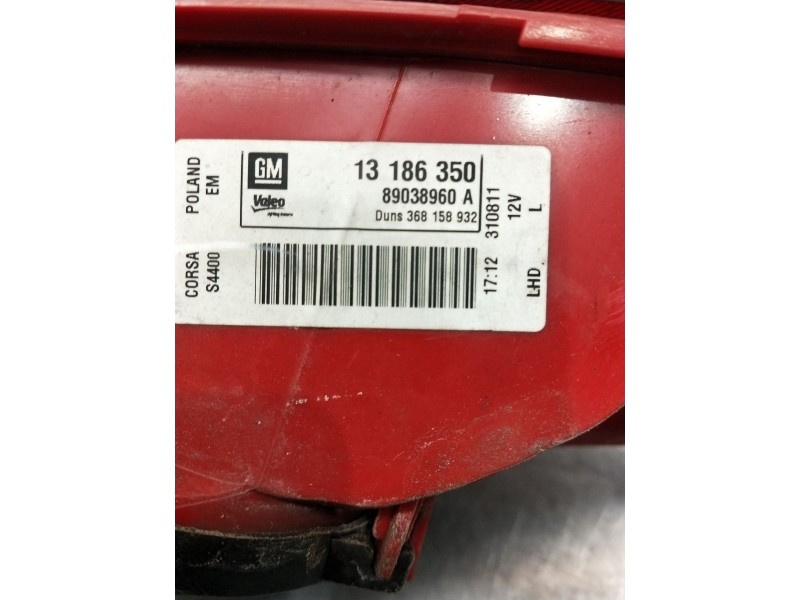Recambio de piloto trasero izquierdo para opel corsa d (s07) 1.3 cdti (l08, l68) referencia OEM IAM 13186350 89038960A 