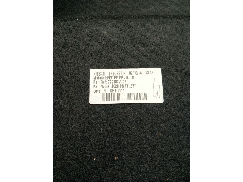 Recambio de bandeja trasera para nissan note acenta referencia OEM IAM 799103VV9E  