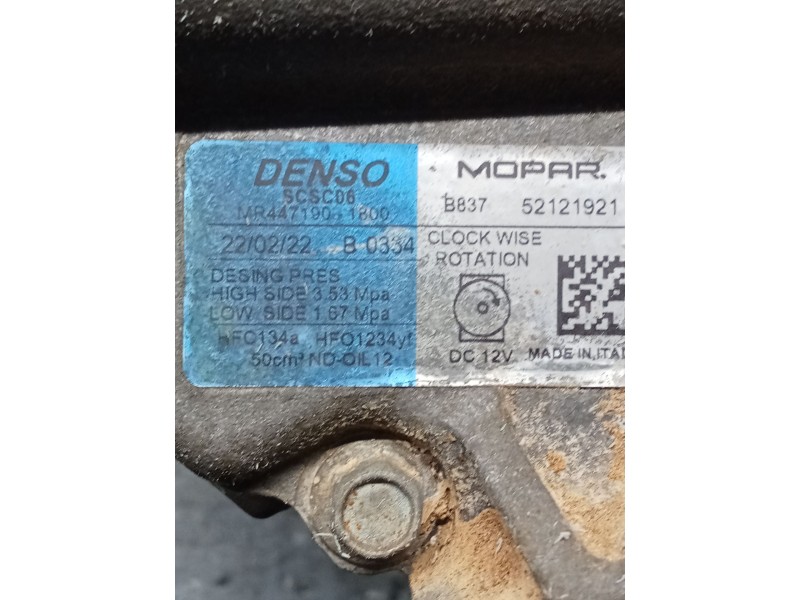 Recambio de compresor aire acondicionado para fiat 500 312 1.0 hybrid referencia OEM IAM MR4471901800  