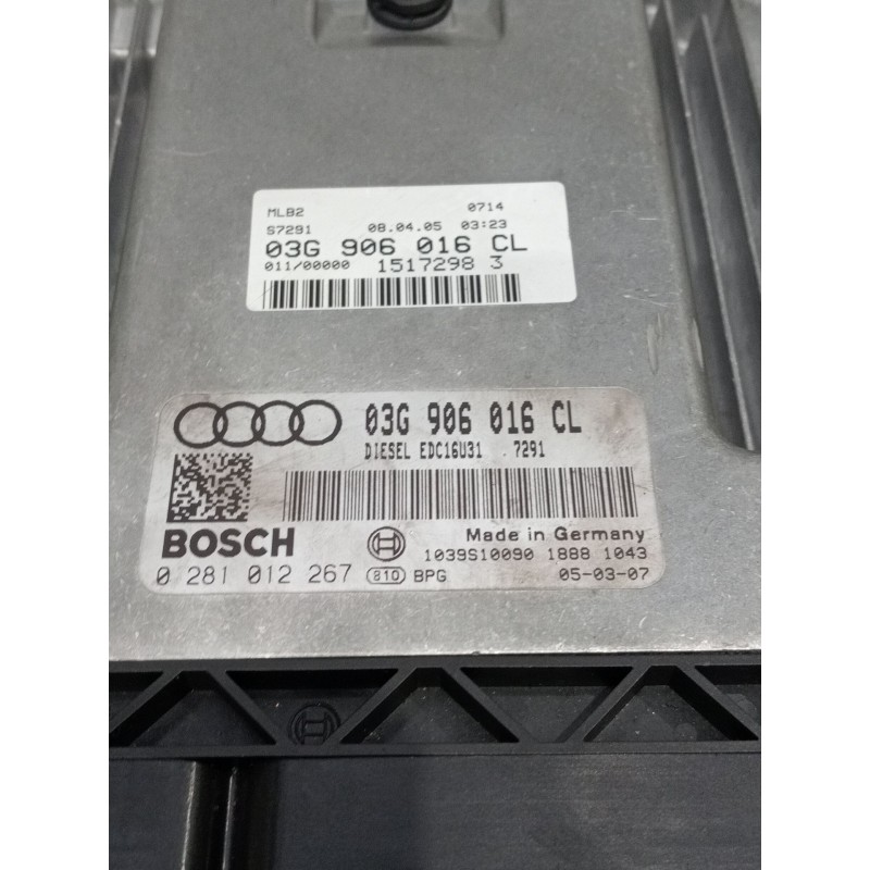 Recambio de centralita motor uce para audi a4 b7 avant (8ed) 2.0 tdi 16v referencia OEM IAM 0281012267 03g906016cl 