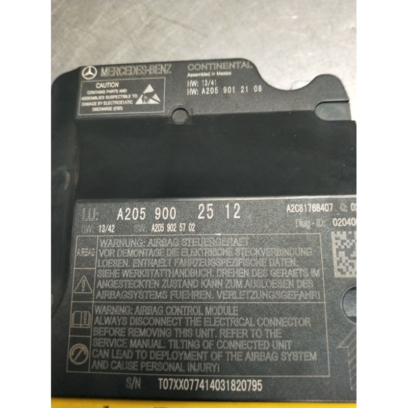 Recambio de centralita airbag para mercedes-benz clase c (w205) lim. c 220 cdi bluetec (205.004) referencia OEM IAM A2059012108 